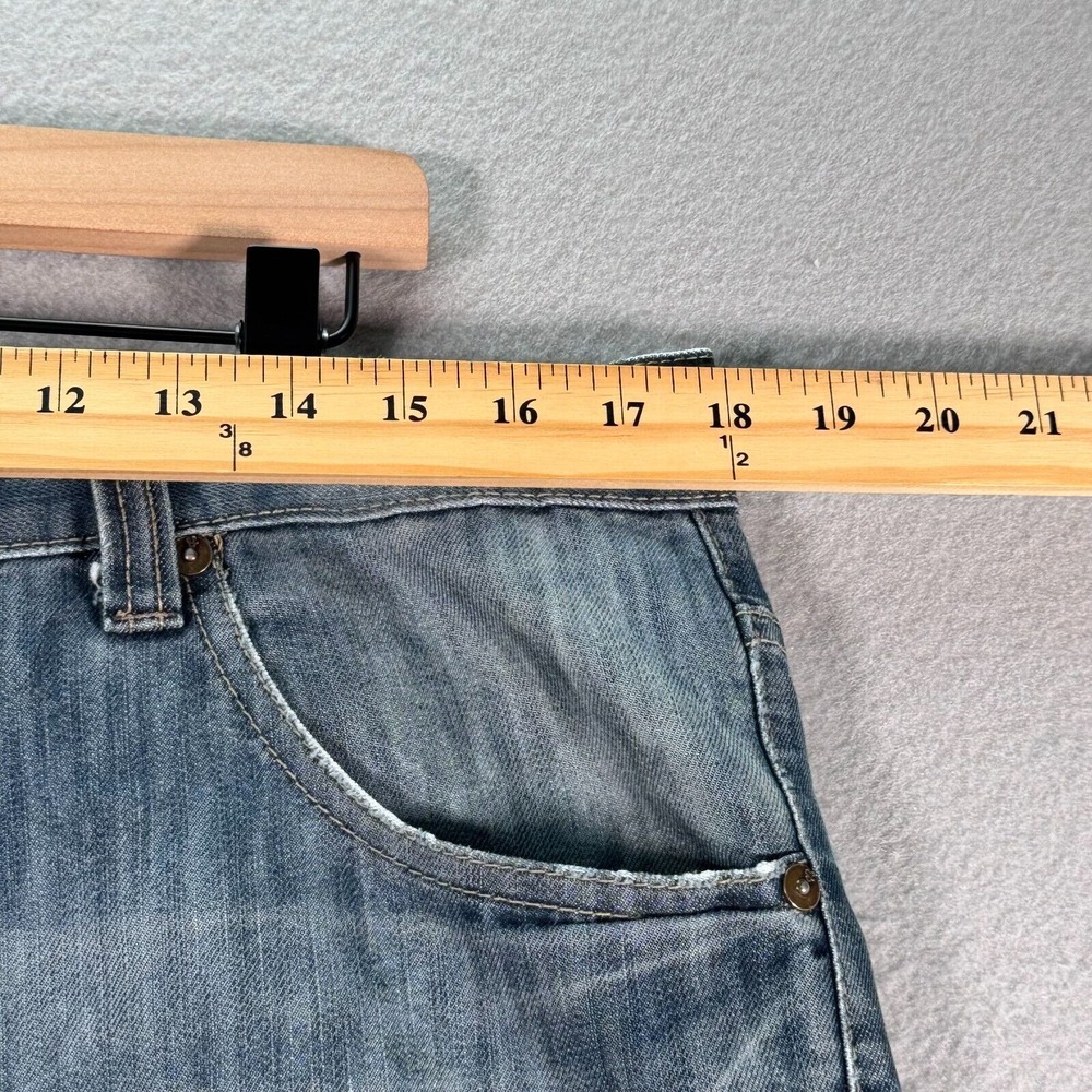 PD&C Slim Straight Jeans Mens 34x30 Blue Medium Wash Classic Distressed Denim - Picture 5 of 16